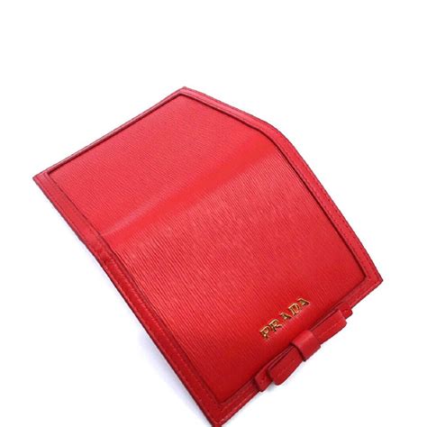 Prada Portafoglio Verticale Rosso Red Tessuto Leather Wallet 